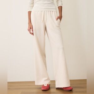 Marine Layer Cloud 9 Fleece Wide Leg Sweatpant, Sz Small Cream Antique White NWT